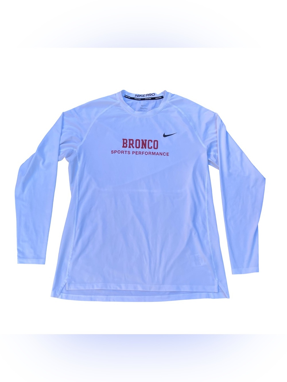 Nike Pro Dri Fit Long Sleeve Shirt Mens XL White SCU Bronco Santa Clara Universi